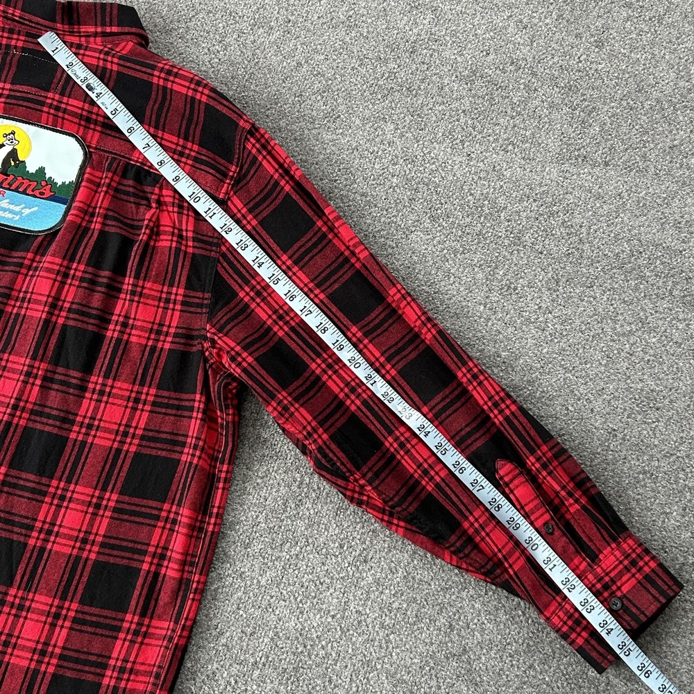 Hamms Beer Flannel Shirt Mens 2XL Red Plaid Angry Minnow VTG‎ Canvas Old Tag - Picture 8 of 12